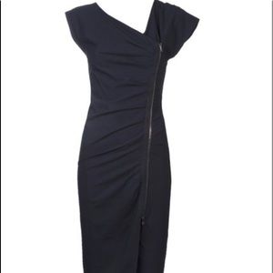 Veronica Beard Women's Black Ruched Zip Dress